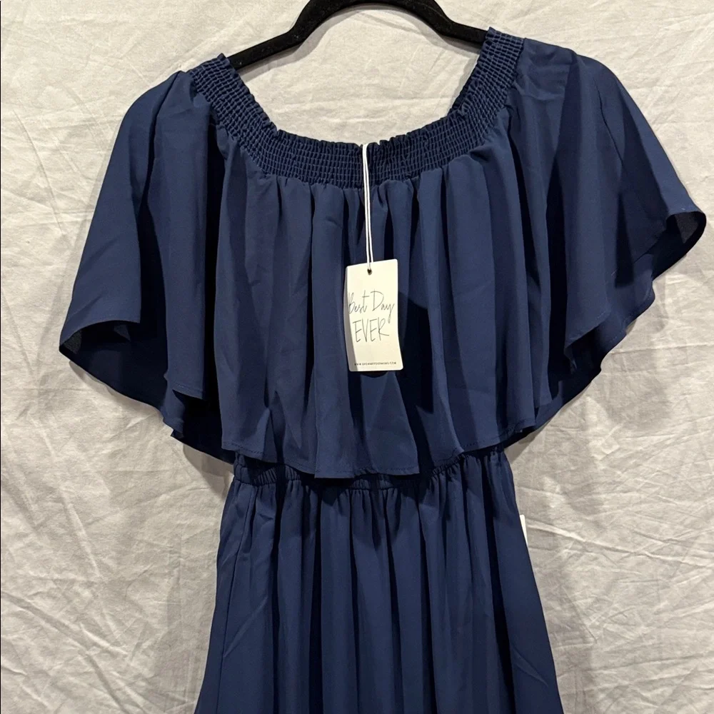 Show Me Your MuMu Off-Shoulder Blue Maxi Dress - Picture 3 of 10